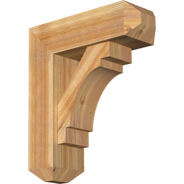 Ekena Millwork Merced Craftsman Rough Sawn Bracket w/ Offset Brace, Western Red Cedar, 8"W x 24"D x 28"H BKT0806X24X28MRC04RWR - main